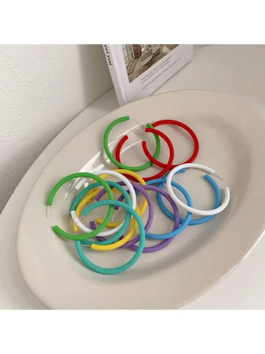 

Colorful Large Hoop Earrings For Women Daily Wear