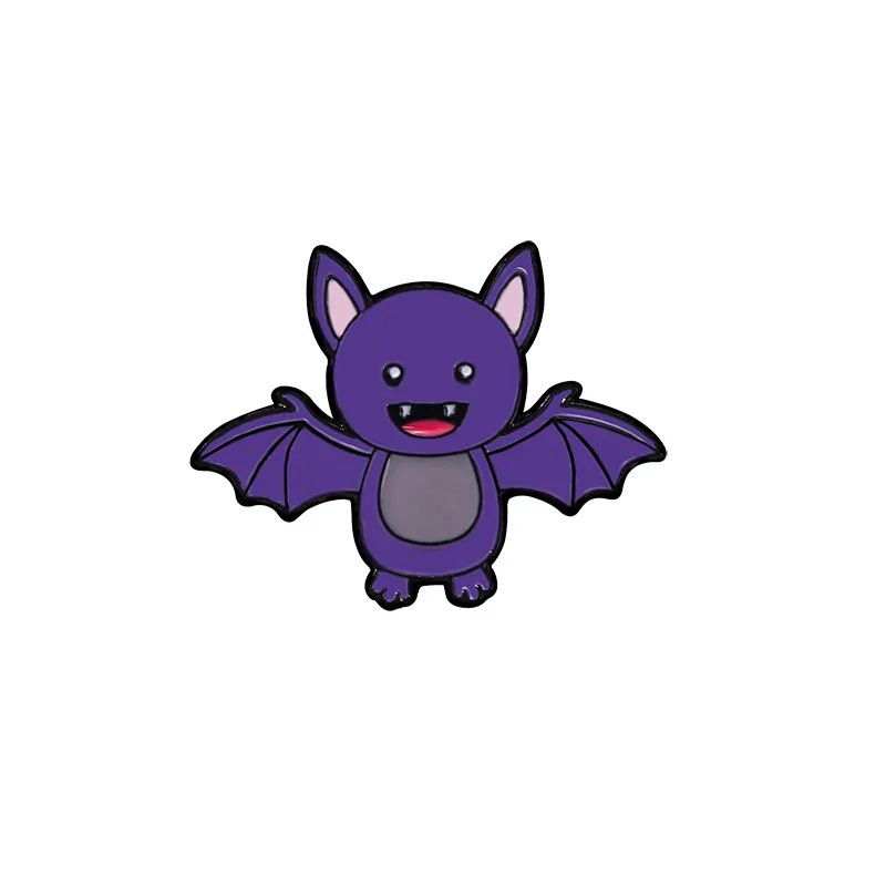 Cartoon bat-shaped brooches, cute schoolbag decorations animal series enamel alloy badges, clothing accessories pins gifts