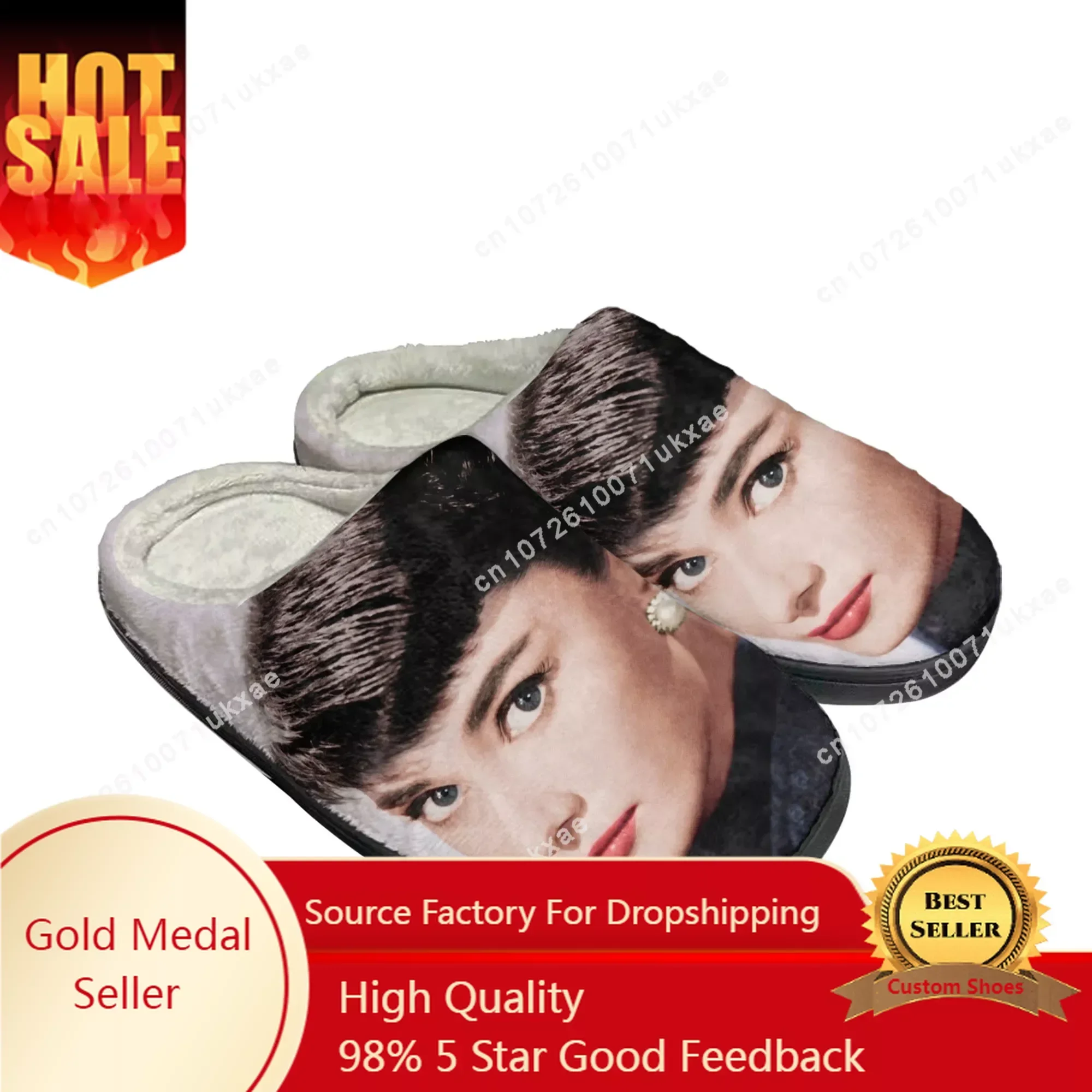 Audrey Hepburn Home Cotton Slippers Mens Womens Plush Bedroom Casual Keep Warm Shoes Thermal Indoor Slipper Customized DIY Shoe