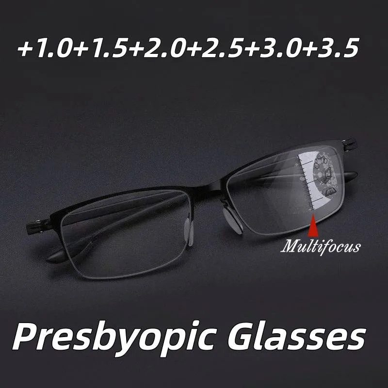 

Unisex Progressive Multifocal Presbyopic Glasses Vintage Anti Blue Light Reading Glasses Fashion Square Frame Farsight Glasses