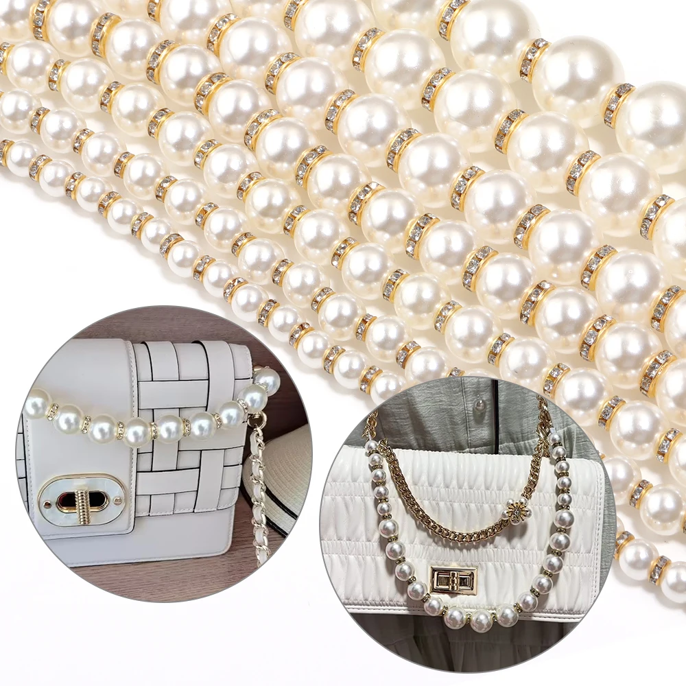 1pc 30cm Pearl Strap for Bags Accessories For Handbags DIY Purse Replacement Long Beaded Chain Pearl Shoulder Strap For Bag
