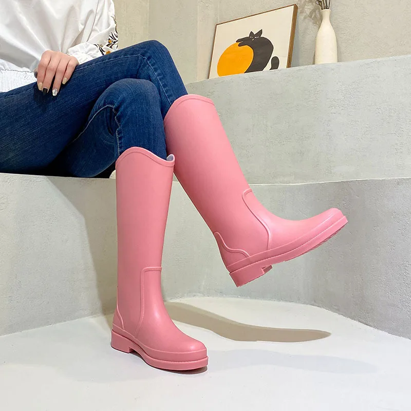 Women\'s Tall Rain Boots Kitchen Waterproof Non-slip Rain Boots Women Fashion Outdoor Work Boots Novo Em Botas Femininas 2023