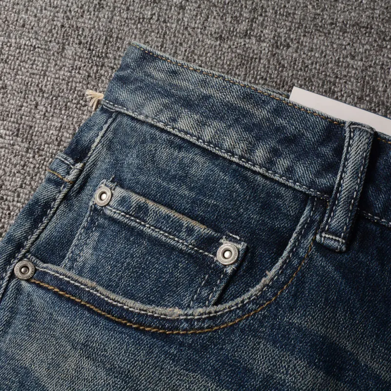 European Vintage Fashion Men Jeans High Quality Retro Blue Elastic Slim Designer Jeans Men Trousers Casual Denim Pants Hombre