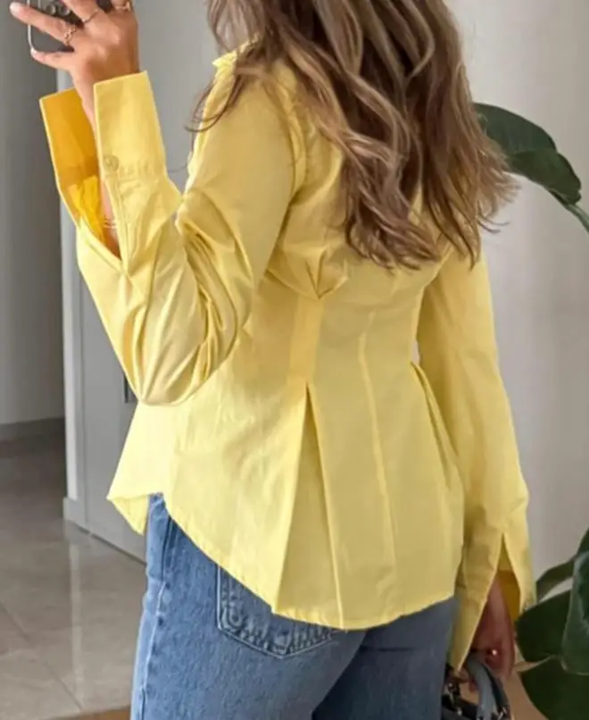 

2025 Women's Shirt Autumn/winter New Latest Hot Selling Fashion Elegant Solid Color Button Long Sleeve Shirt Top Women's Wear