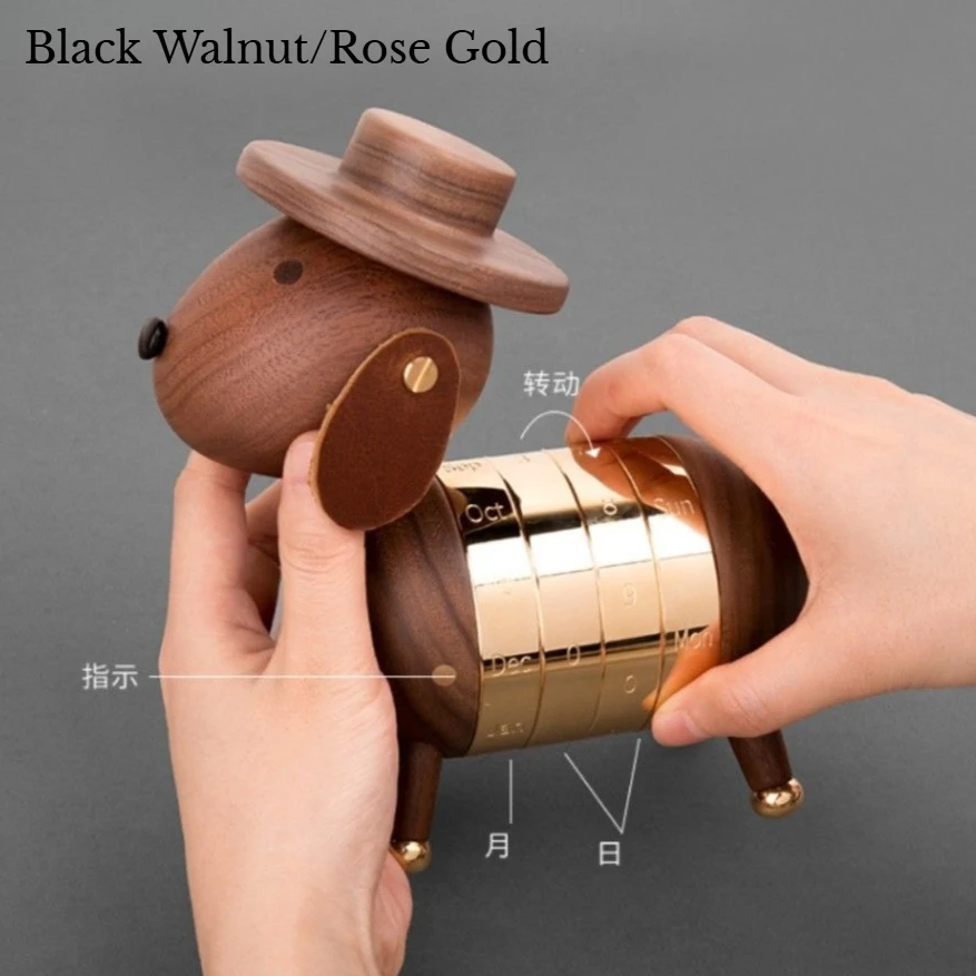 Black Walnut Solid Wood Dog Calendar Ornament Home Living Room Desktop Decoration Handicrafts Creative High-end Gift