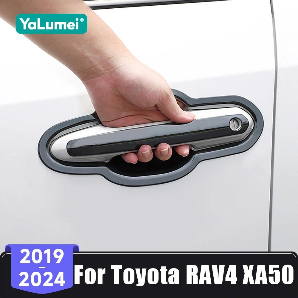 الفولاذ المقاوم للصدأ مقبض باب السيارة السلطانية غطاء الكسوة واقية ملصق لتويوتا RAV4 XA50 الهجين 2019 2020 2021 2022 2023 2024 #1
