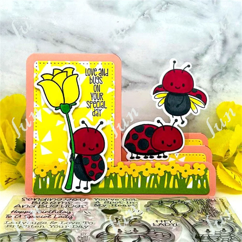 Loveable Ladybugs Valentine Metal Cutting Dies Stamps Stencil for Scrapbook Diary Decoration Embossing Template DIY Paper Card