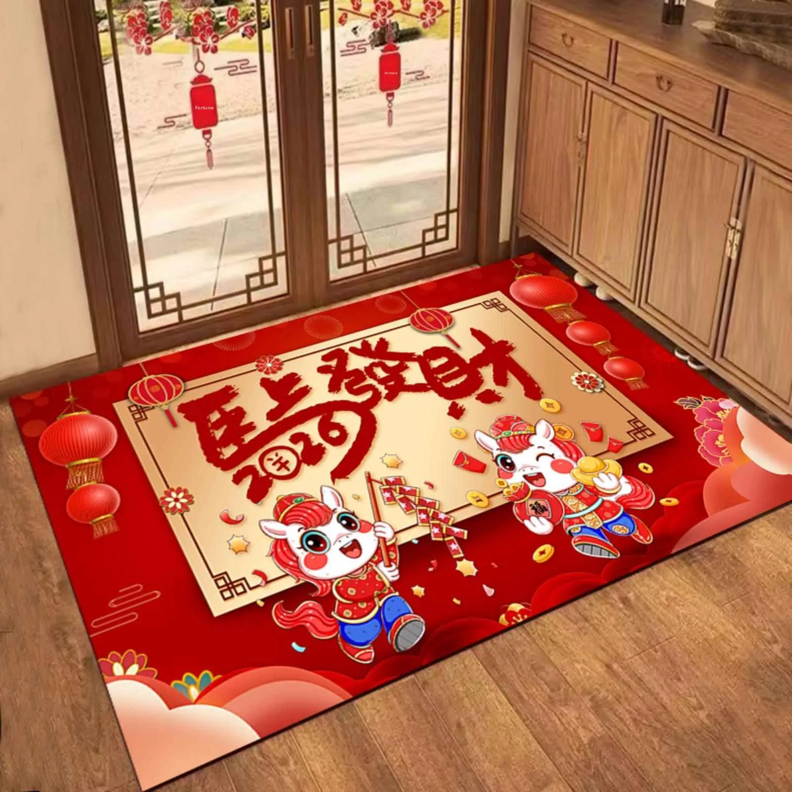

Красный придверный коврик, большой входной ковер, домашний коврик для двери, подарочный коврик, противоскользящий прямоугольный коврик в новом китайском стиле