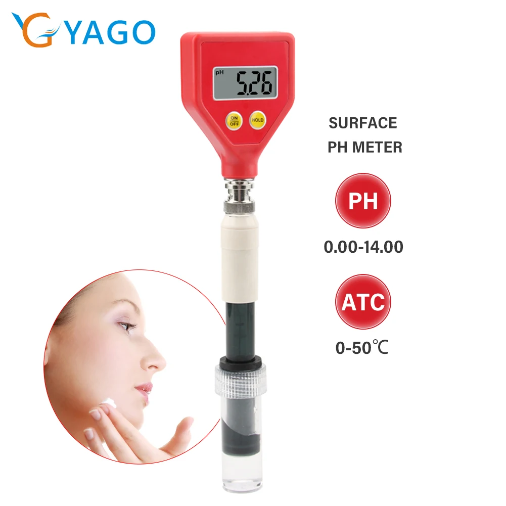 Digital Skin ph Tester com Eletrodo de Vidro Sharp Skin Meter Dados Mutáveis Hold Usado para Água Alimentos Queijo Leite Solo Ph-98109