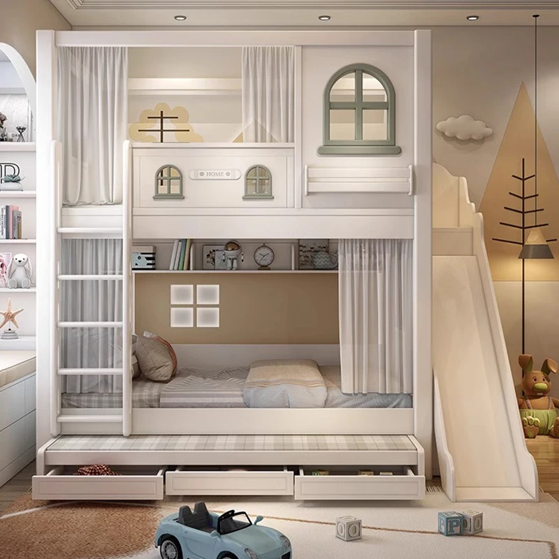

Factory cheap wholesale Hot Sale Modern Bedroom Furniture Twin Loft Bed Children's Bunk Bed bunk bed with slide for kids A