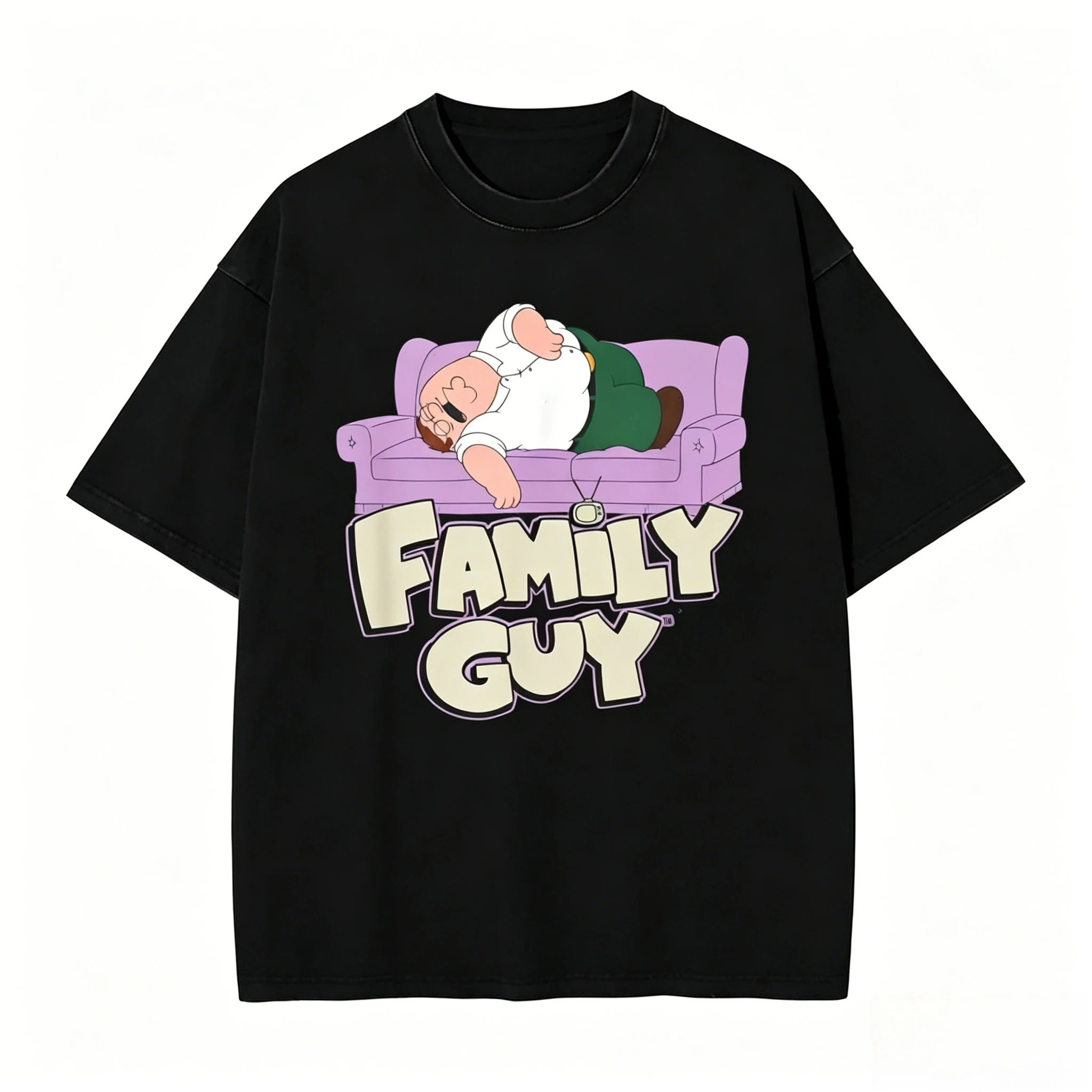 Families Guys Peter Griffin Couch Nap Washed T Shirt Streetwear Hip Hop T-Shirts Funny Tee Men Women Cotton High Street Printed