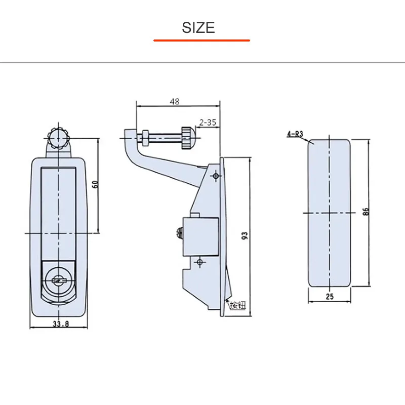 منفذ المصنع MS606 صندوق معدني زر ترتد قفل ضاغط الهواء ارتفاع ضغط المرجل أقفال قفل الخزانة #6