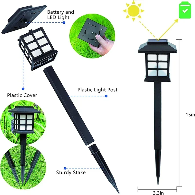 2~12Pcs Solar LED Pathway Lights Outdoor Waterproof Walkway Garden Decor Street Lamp for Landscape Yard Patio Driveway image 4
