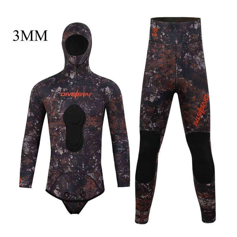 3MM 2Pcs Neoprene Keep Warm UnderWater Hunting Kayaking Drifting Diving Suit Hood Scuba Spearfishing Snorkeling Swim WetSuit