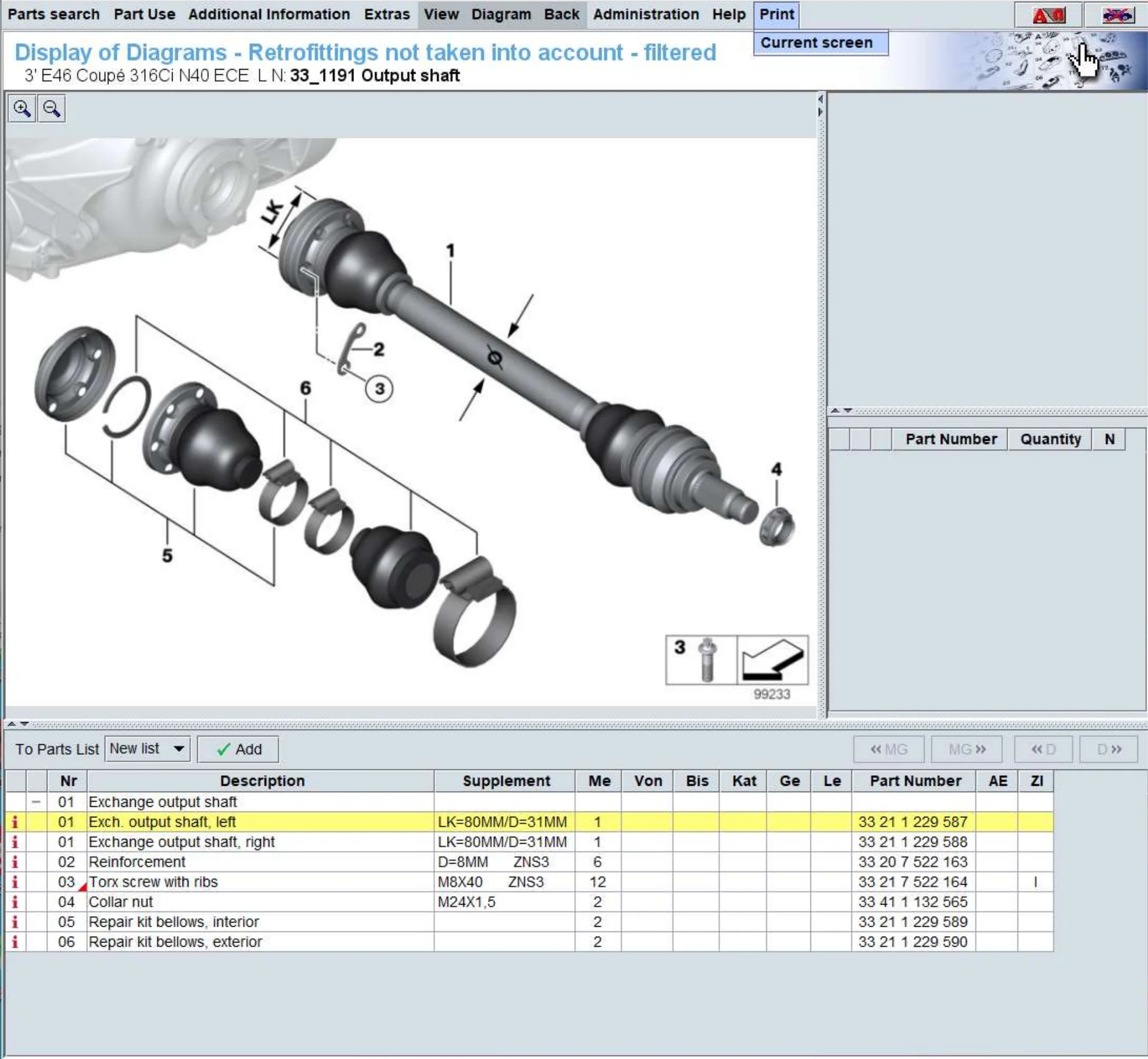 Suitable for BMW E46 316Ci 318C 316ti 320i output shaft, left 33211229587 33211229493 33217750211 Rear half axle