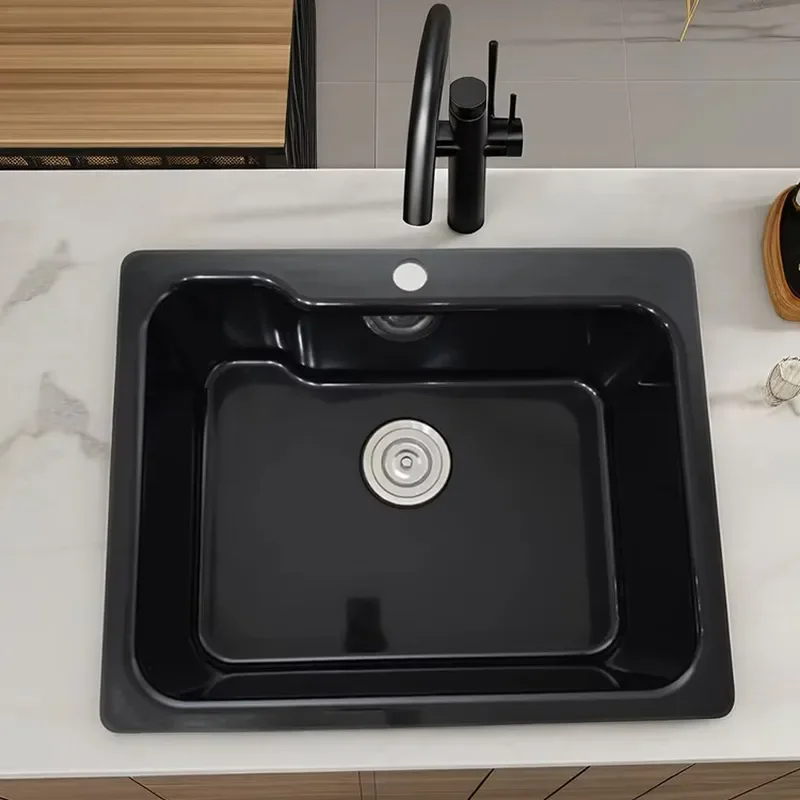 Large Single Slot SMC Kitchen Sink 60x48cm Household Vegetable Washing Basin Middle Lower Mount Water Wash Basin for Kitchen