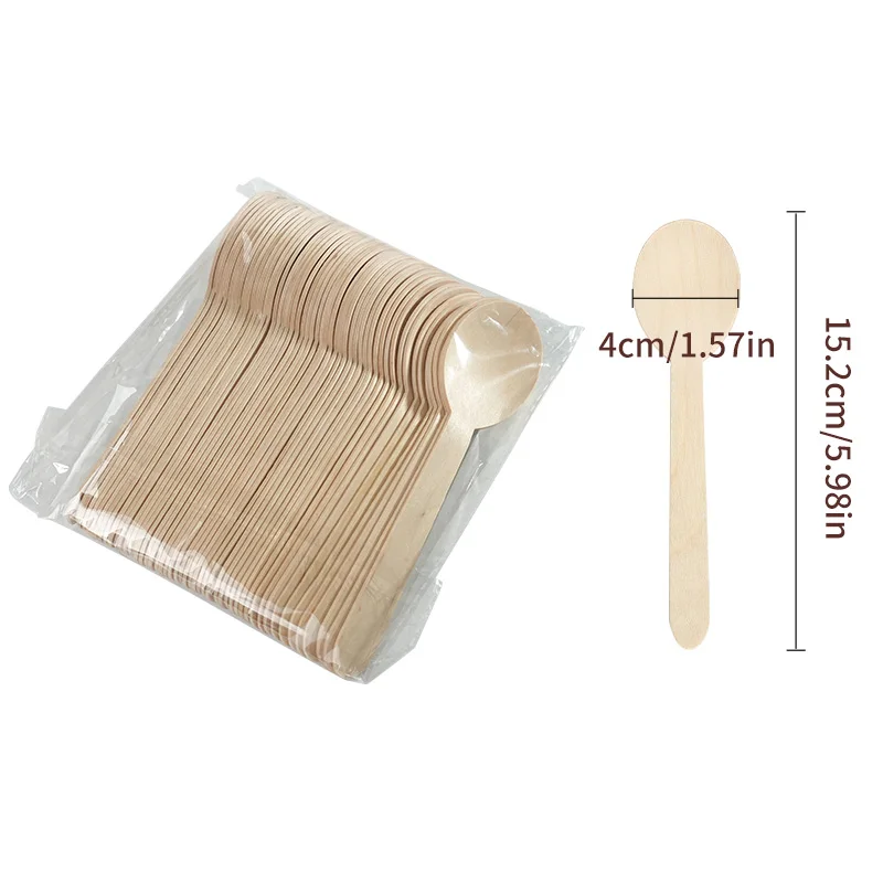 Houten Lepel Met Ronde Kop Ijs Hout Dessert Taart Scoop Westerse Bruiloft Servies Wegwerp Lepels Keukenbenodigdheden