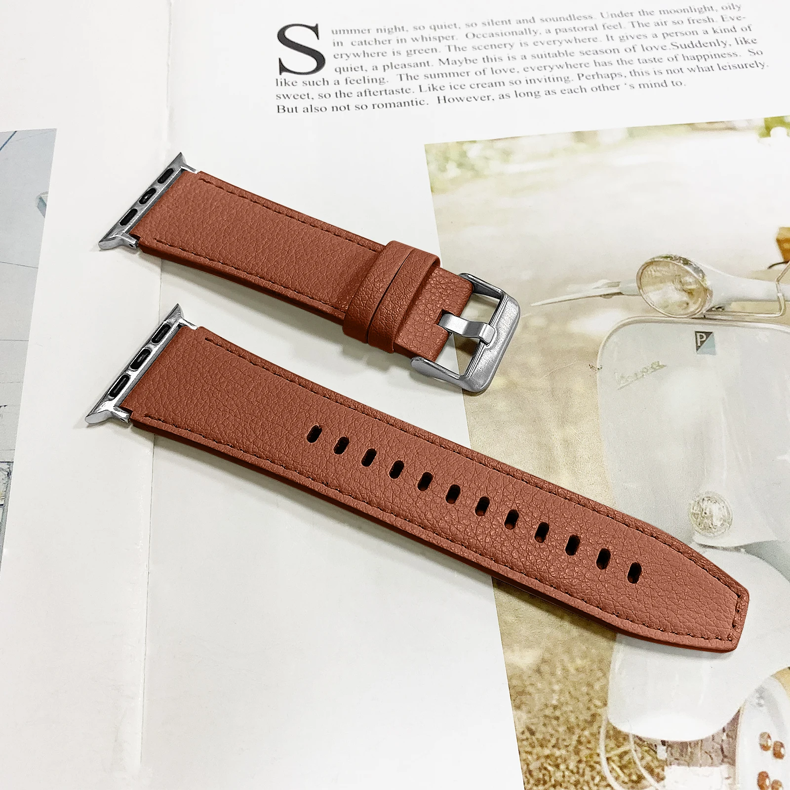 حزام ساعة من جلد البقر الطبيعي بديل لساعة Apple Watch Series 10 42 ملم / 9 8 7 41 ملم / 6 5 4 SE SE (2022) SE (2023)