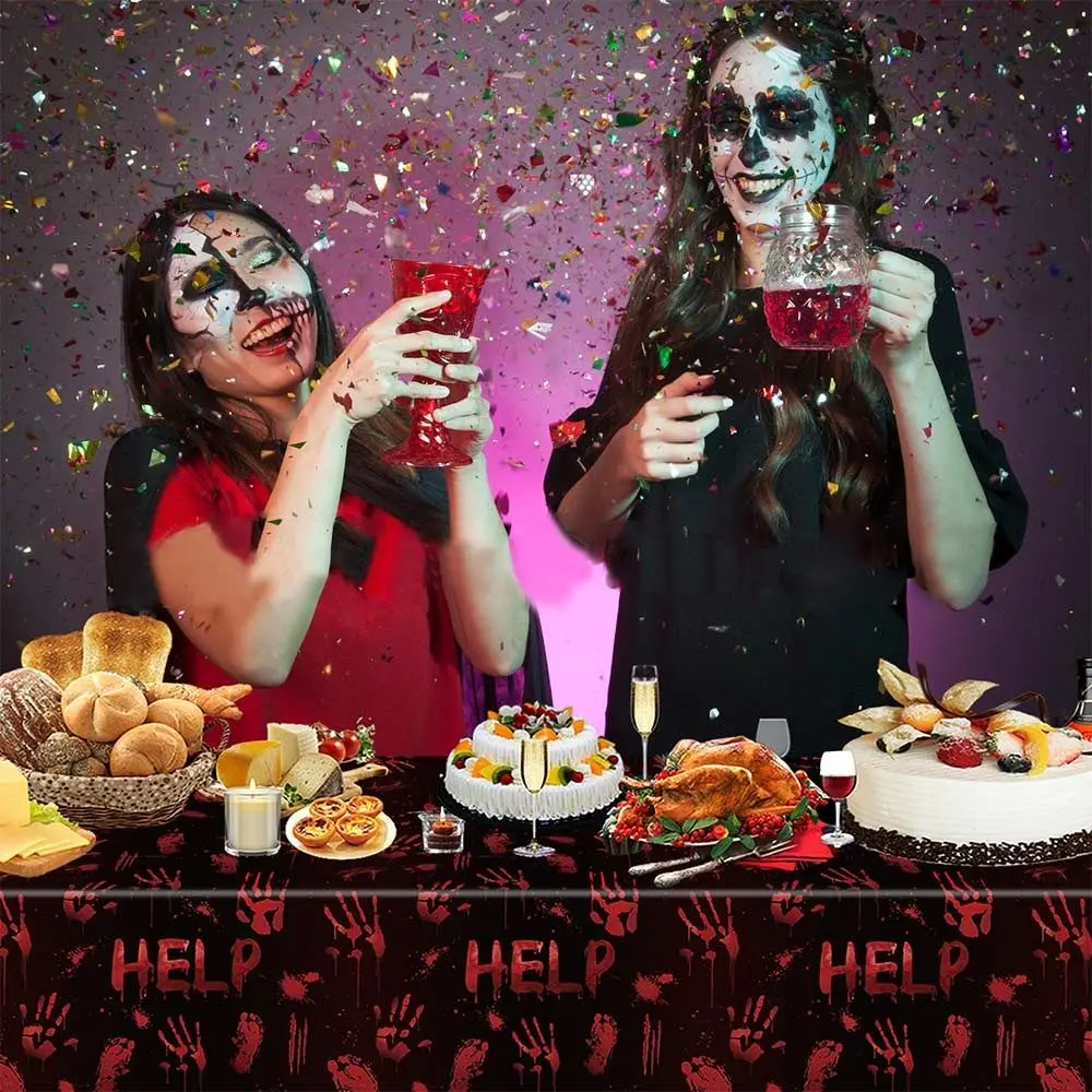 New Plastic Halloween Tablecloth Pumpkin Ghost Table Decoration Disposable Tablecloths Bronzing Table Cover Halloween