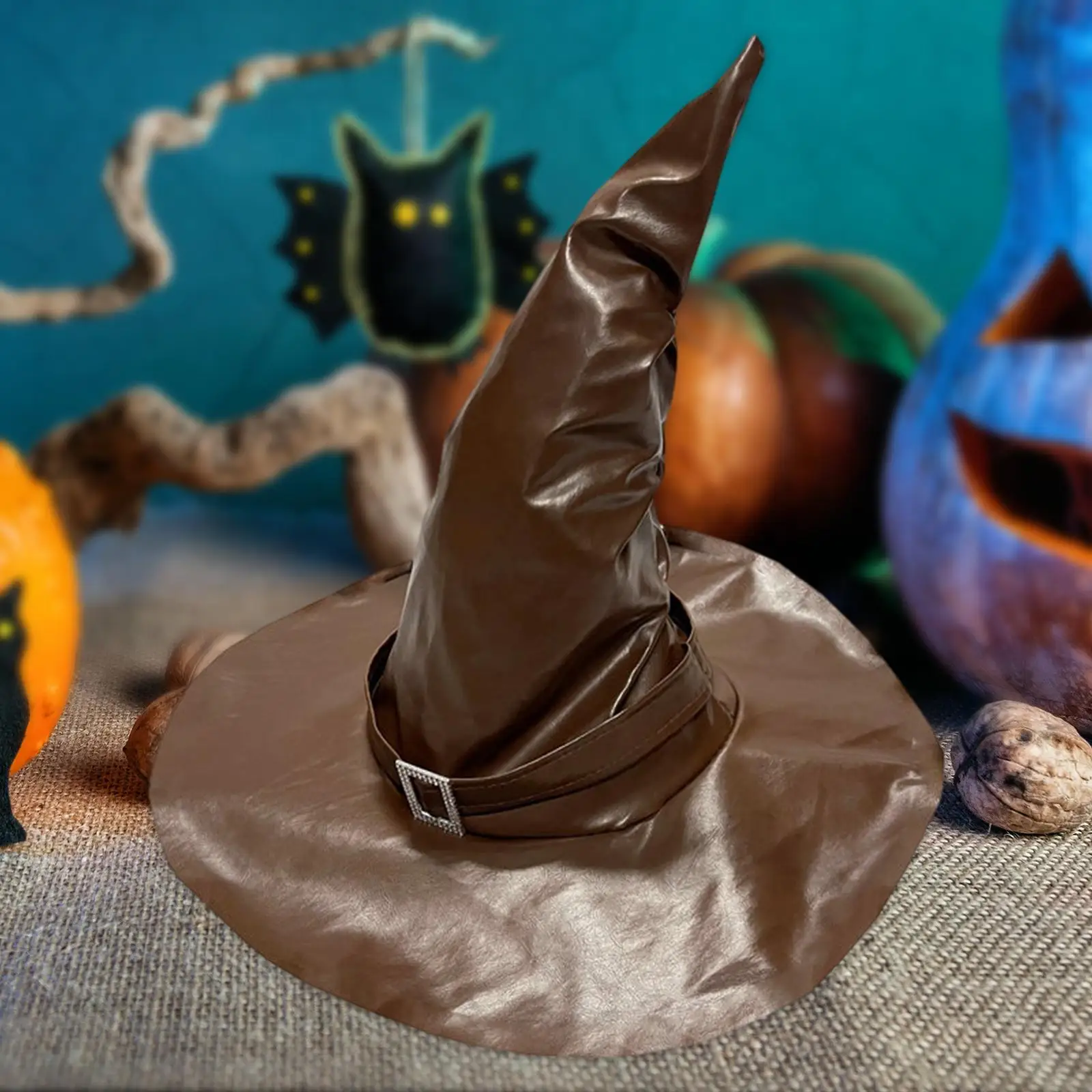 Halloween Witch Hat Cap Photo Props PU Leather cappello a punta cappello da mago per Fancy Dress bomboniere Masquerade Festival Christmas