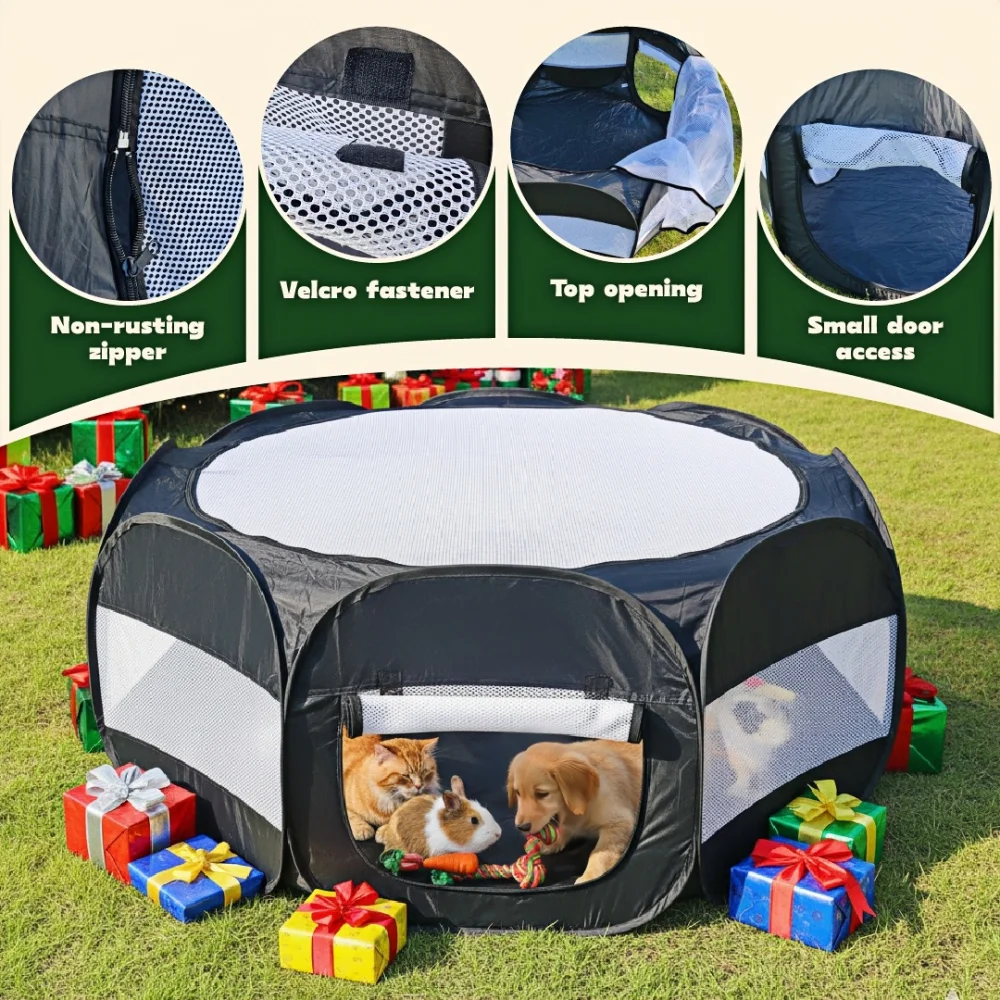 

Foldable Portable Small Animal Playpen with Cover Indoor/Outdoor Enclosure for Chicks Puppies Kittens & Other Small Pets