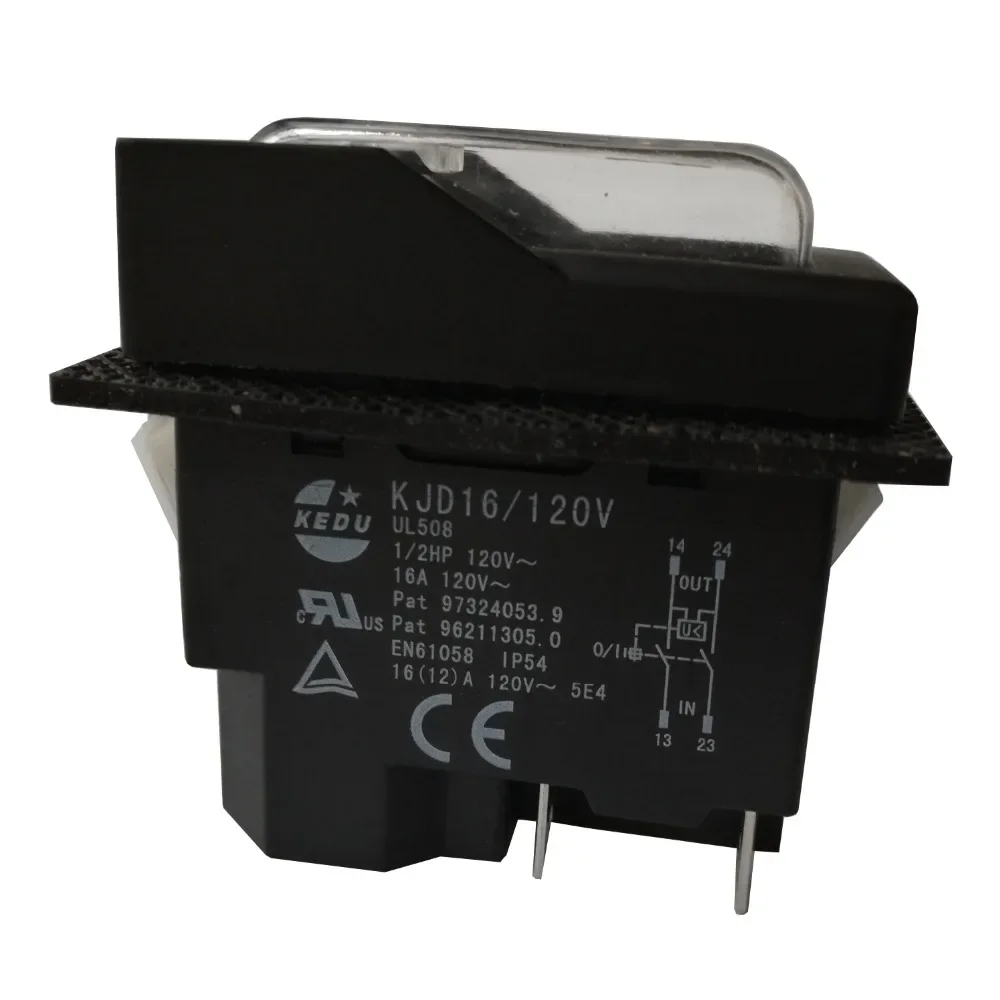 KEDU KJD16/120V 4 pines interruptor de botón de reinicio automático electromagnético impermeable para máquinas herramientas