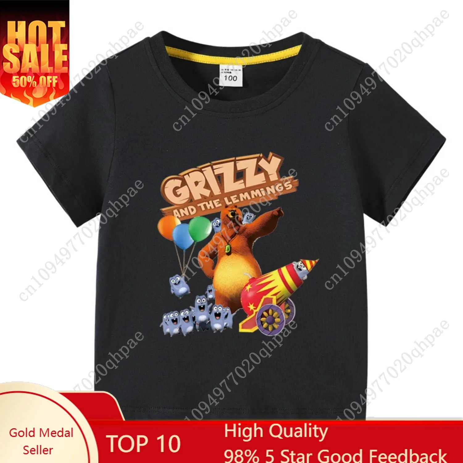 

Children's Clothing Grizzy And The Lemmings Graphic Short Sleeve T-Shirt 3-10Years Boys O-Neck Tee 2025 New Fashion Clothing