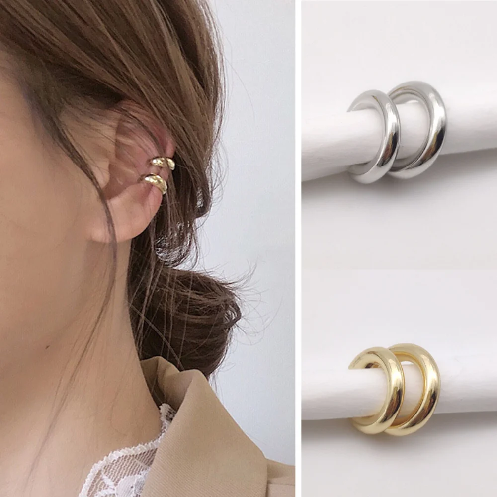 Minimalist Gold Color Round Earrings for Women Earcuff Women No Pierced C Shape Geometric Earclip Ear Bone Clip Punk Jewelry images - 6