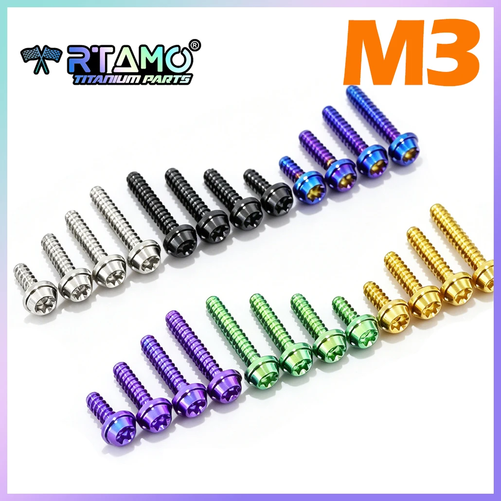 RTAMO M3X9/13/16/19 Titanium Alloy Self-Tapping Screws Air Filter Cover Bolts for Vespa Sprint 150 Primavera 150 S 150