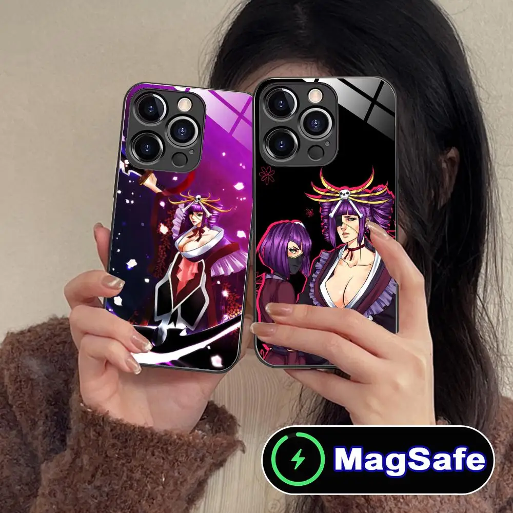 

Чехол для телефона Bleach Katen Kyokotsu для iPhone 16, 15, 14, 13, 12, 11 Pro Max Plus Mini MagSafe, стеклянный цвет, защитный роскошный чехол