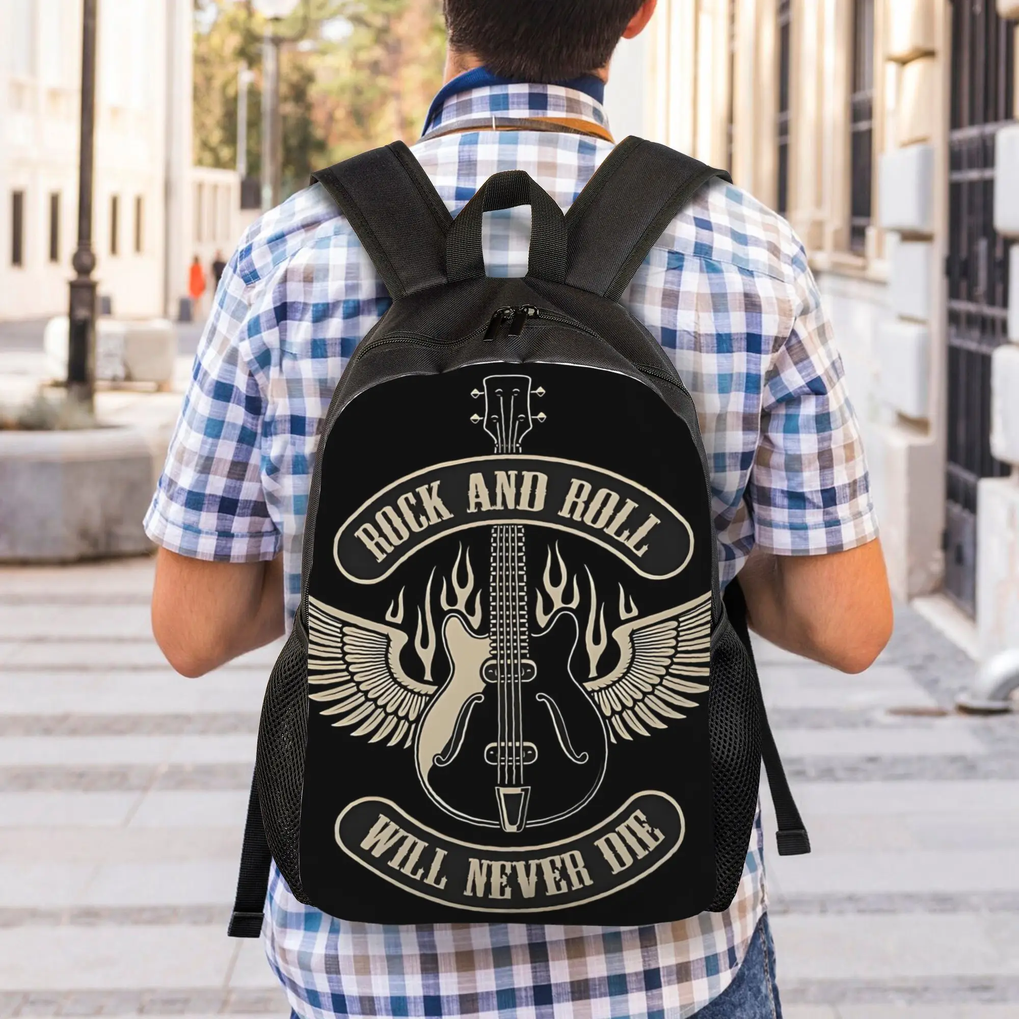

BIIHUDU Rock Font Backpack with Iconic Music Slogan Print - Retro Rock Design, Casual Style (Hand Cleaning/Dry