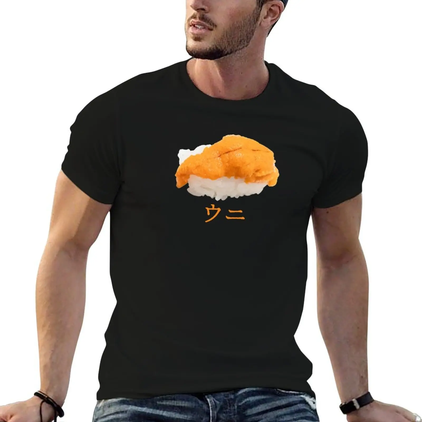

Sea Urchin Uni ウニ Nigiri Sushi Photo Japanese Katakana Writing T-Shirt t shirt man cotton g man t shirts for men T-Shirt