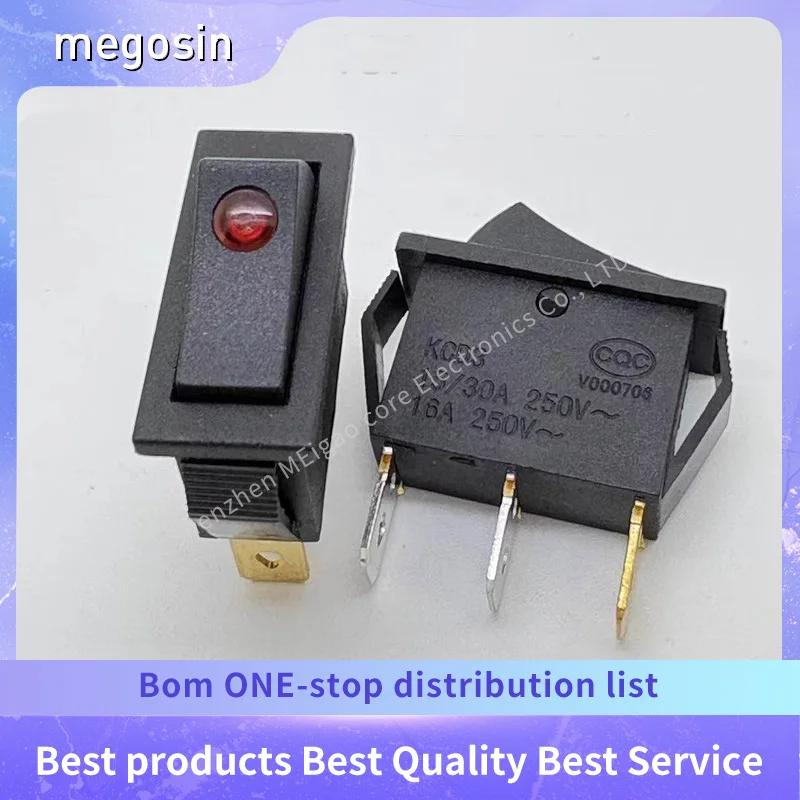 1~5pcs/lot KCD3 15A 250V 3-pin cat eye switch 3-pin boat-shaped switch red light switch power switch