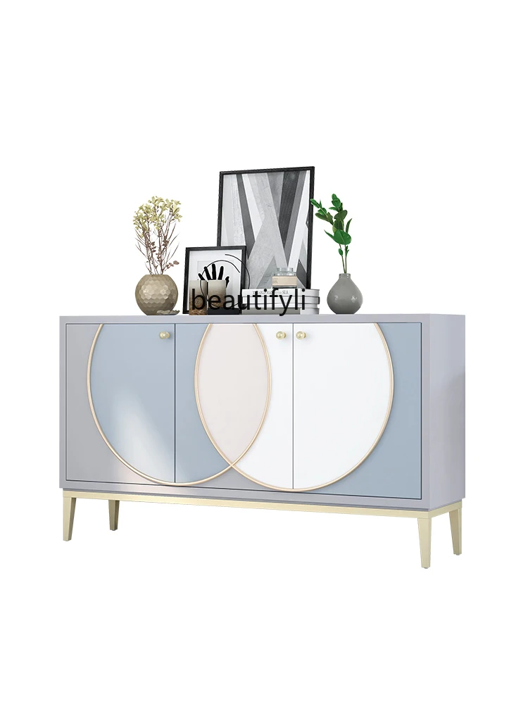 

zq Light Luxury Contrast Color Entrance Cabinet Simple Blue and White Sideboard Cabinet Guest Hall Home Cabinet