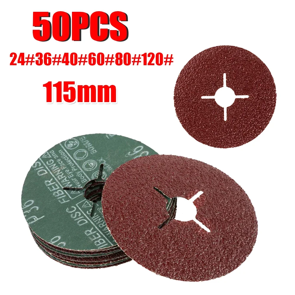 

50PCS 115mm Cross Hole Sandpaper P24/36/40/60/80/120 Grit Polishing Grinding Sheet Grinding Sanding Disc for Grinder Machine