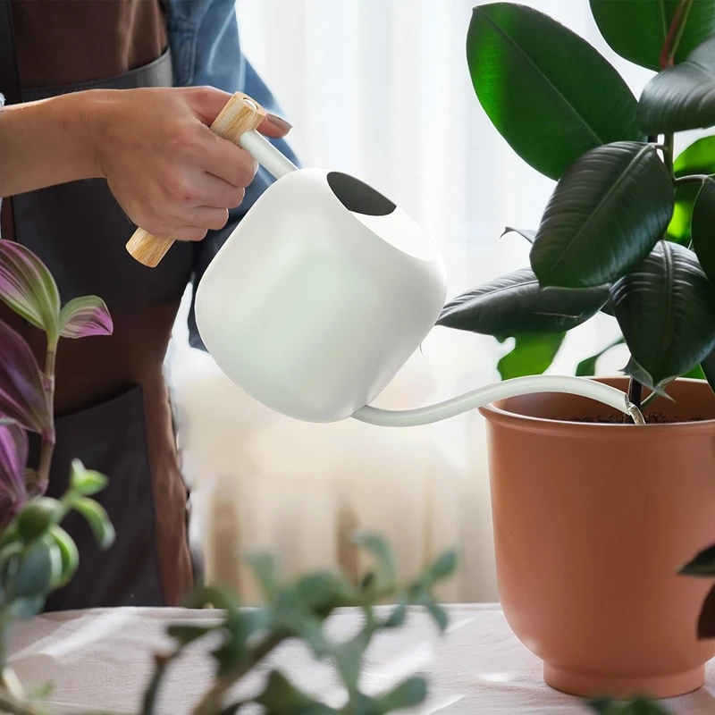 علبة المياه نبات داخلي 1.2L/41Oz مع صنبور طويل علبة مياه صغيرة علبة سقاية معدنية وعاء للمنزل الداخلي نبات بونساي متين