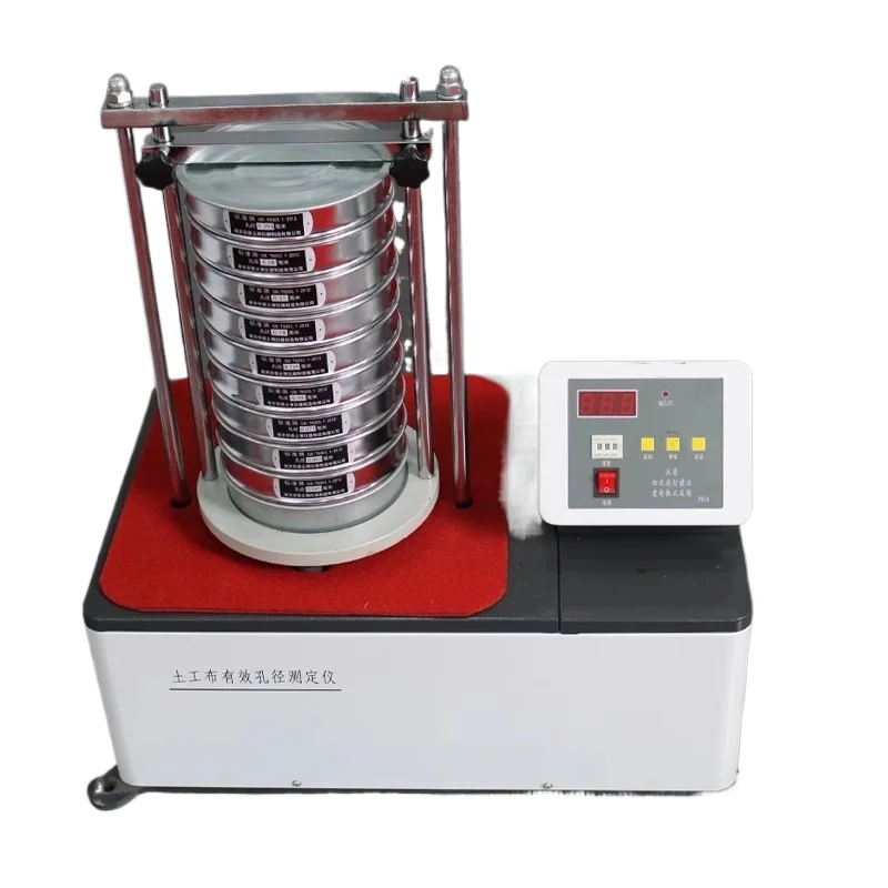 Effective pore size tester for geotextiles