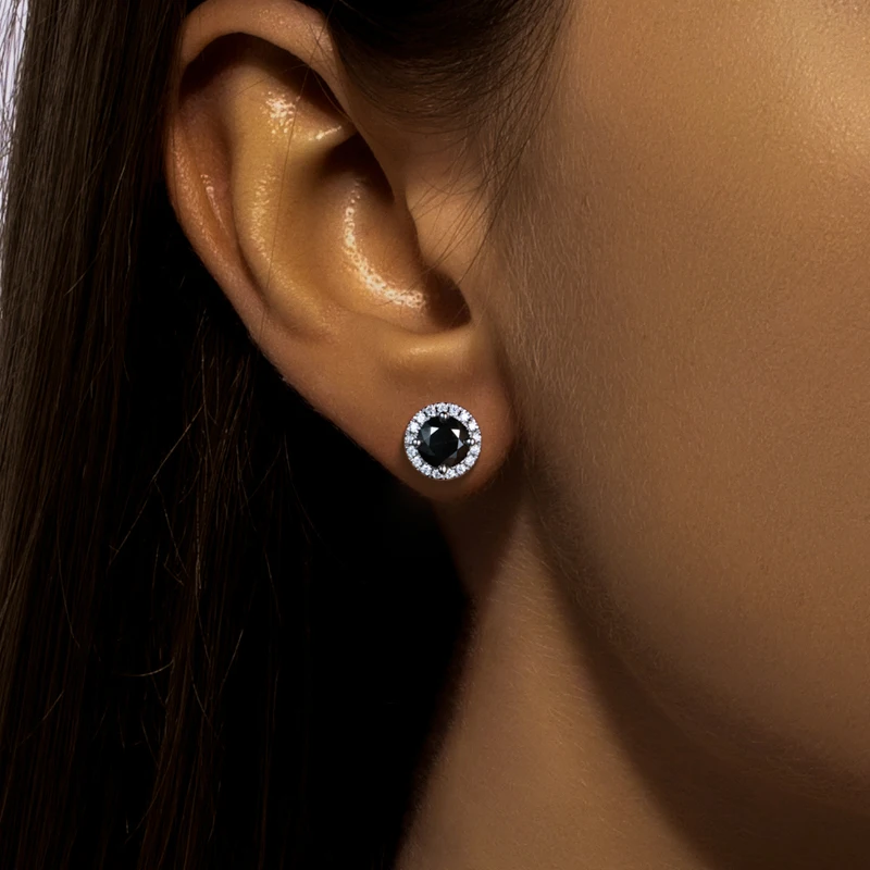 MossanRappr 1ct Black Moissanite Iced Out Diamond Stud Earrings For Women 925 Sterling Silver Top Quality Hip Hop Jewelry Gifts view 6