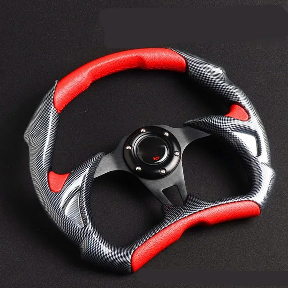 Red 14 inch Car Modified semicircle carbon fiber PVC steering wheel modified racing sports car 5117 universal steering wheel