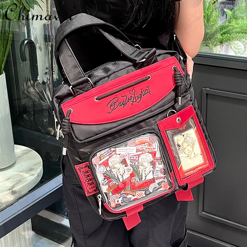 Japanese New Canvas Transparent Shoulder Pain Bag Oblique Span Shoulder Bag College Girl Versatile Large-capacity Bag Women