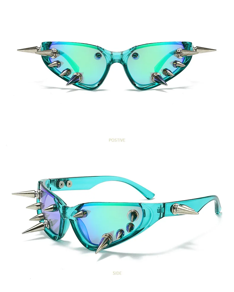 Cyberpunk DIY Unisex Übertriebene Sonnenbrille Niete Motorrad Stil Hip Hop Streetwear Brille Handgemachte Optische Brillen – Detail 11