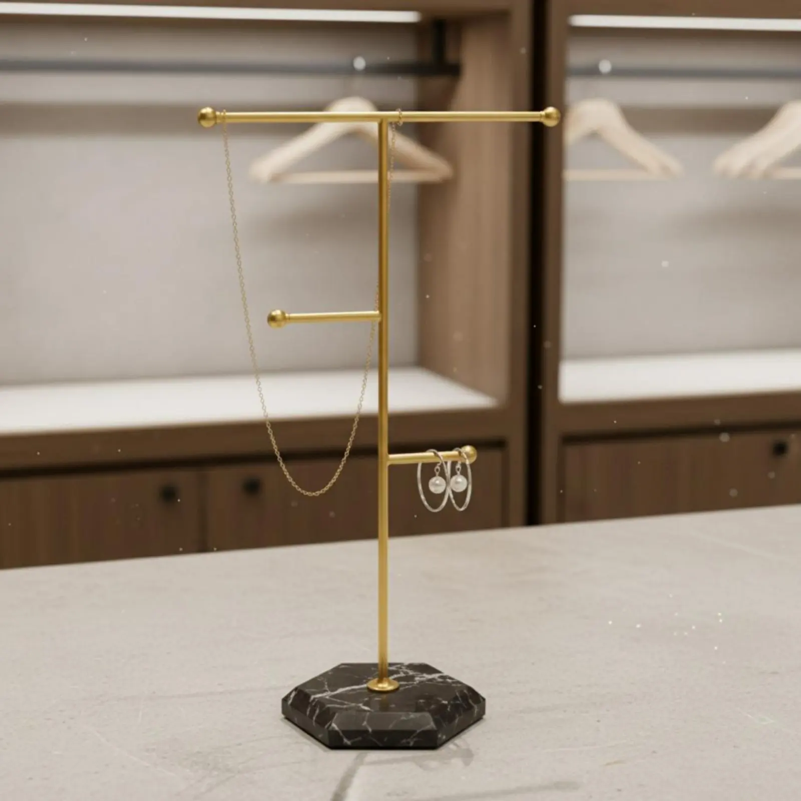 

T-Shaped Jewelry Stand Aesthetic Room Décor Desktop Jewelry Display Rack Earring Display Rack Space-Saving for Teens