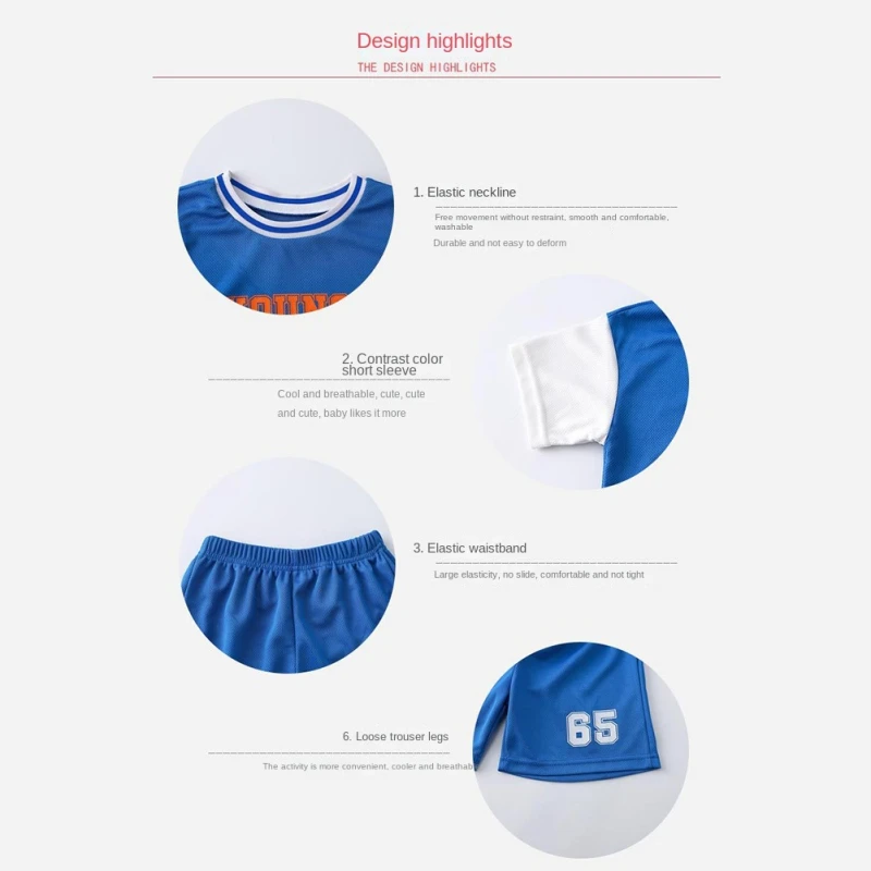 Children Sets Summer Short Sleeve Basketball T-shirts Shorts for Children Clothing Quick-drying Sport Tank Tops Kids Clothes