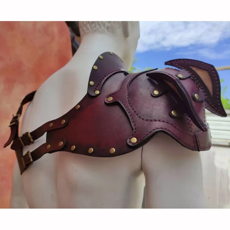 Cosplay Medieval Warrior Multi-Layer Leather Studded Vest Shoulder Guards Viking Costume Photography Prop Party Performance Prop