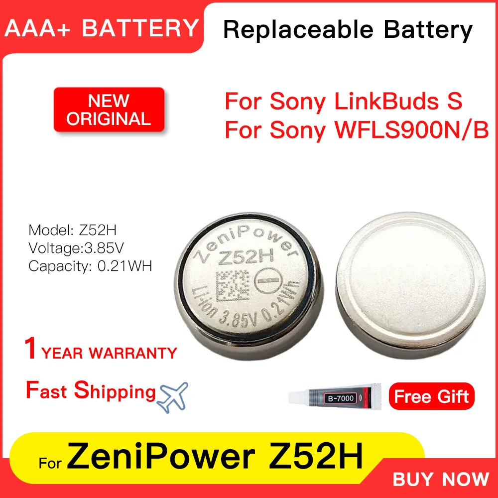 Genuine new ZeniPower 1240 Z52H 3.85V Battery for Sony LinkBuds S WFLS900N/B Truly Wireless Earbud Headphones Batteria+Free Gift