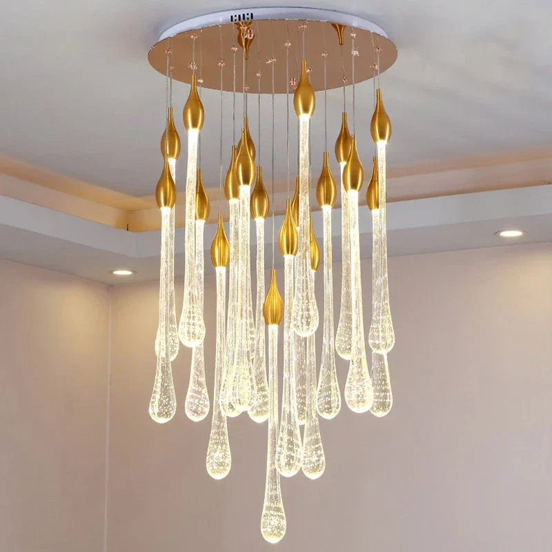 Modern Creative Personality Pendant Light Luxury Water DropShaped Chandelier for Dining Room Large Bedroom Indoor Decor Lampara image 2