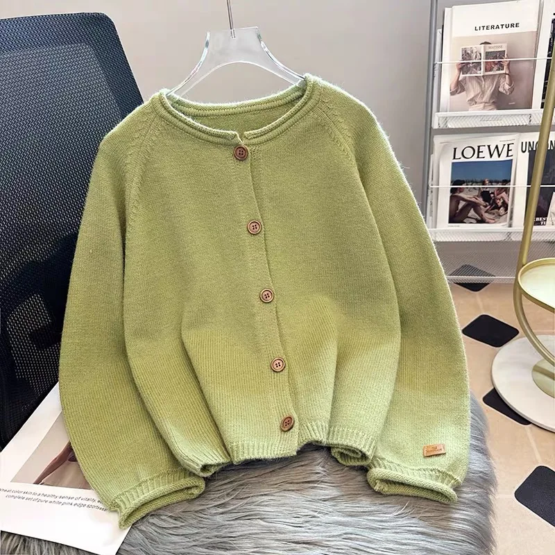 Autumn Vintage Fashion Solid Knit Cardigan Women Clothing Simple Casual Loose Chic Sweaters Wool Fashion Knitwear Tops