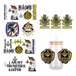 Mason Masonic Fraternity Pattern UV DTF Transfer Sticker Waterproof Transfers Decals For 16oz Glass Cup Wrap Stickers