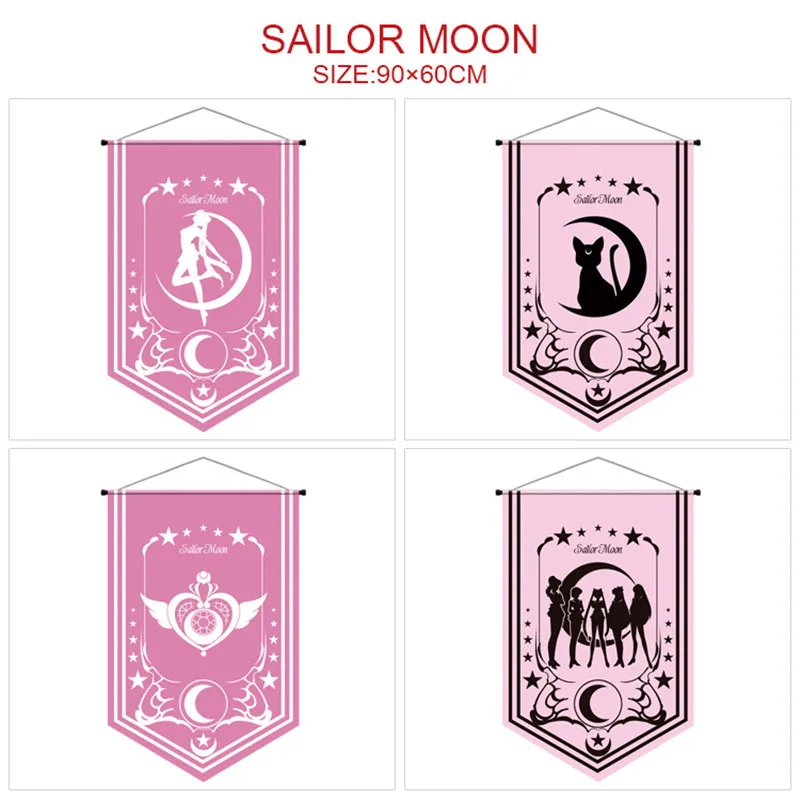 90x60cm Sailor Moon Crystal Anime Banner Flag tenda Hanging Cloth Poster Party Decor KTV Flag Cartoon Gift