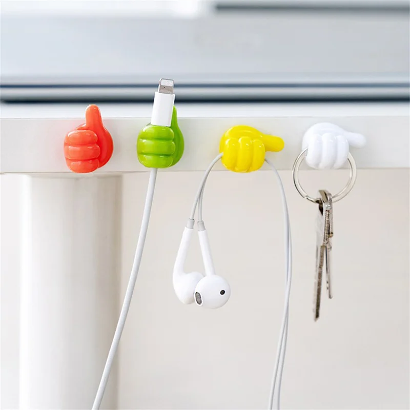 Silicone Thumb Wall Hanger Hook Wall Hooks Hanger Storage Holder For Kitchen Bathroom Cable Management Wire Organizer Clips